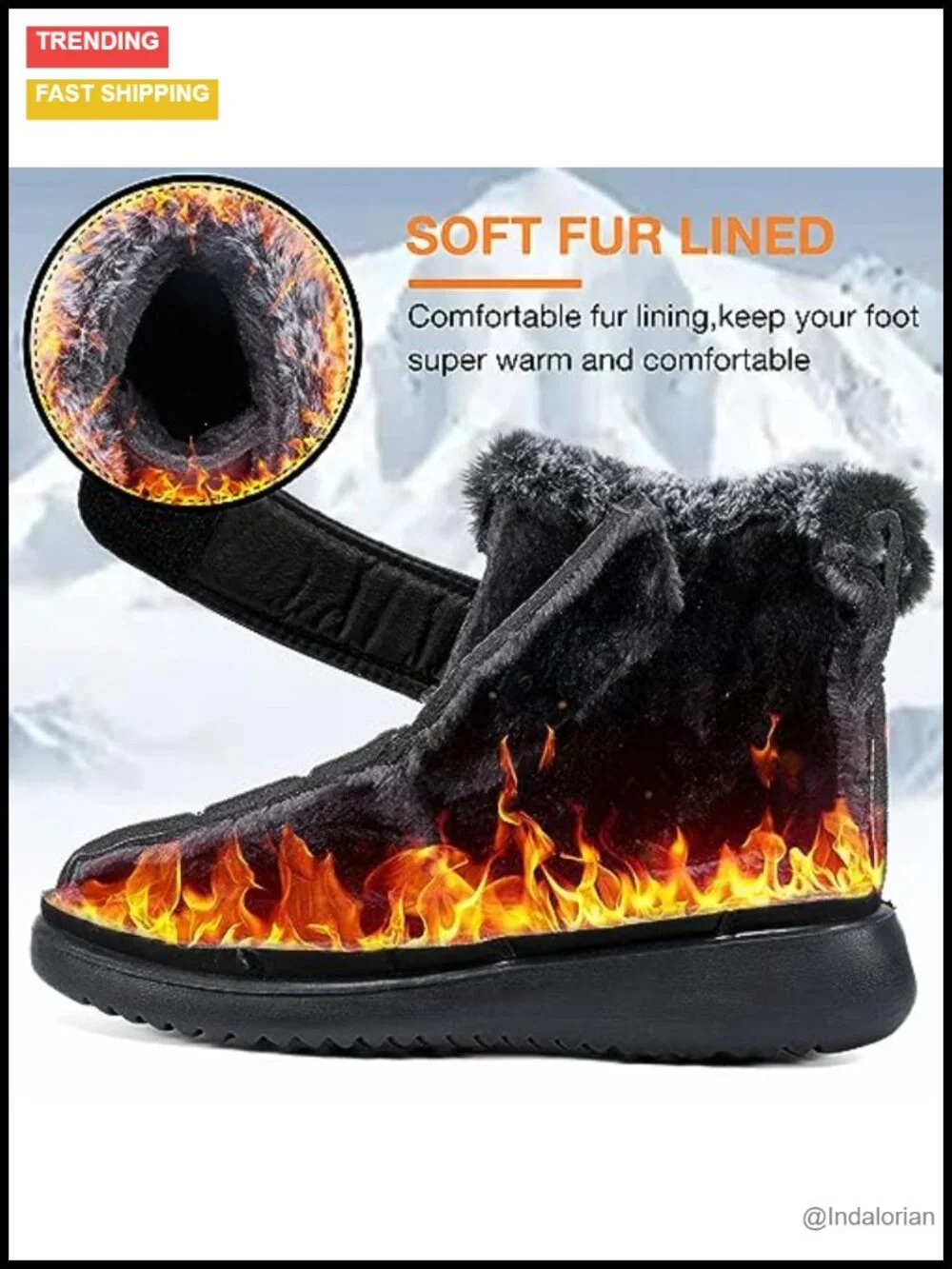 Fur Lined Waterproof Snow Boots Slip On Winter Booties